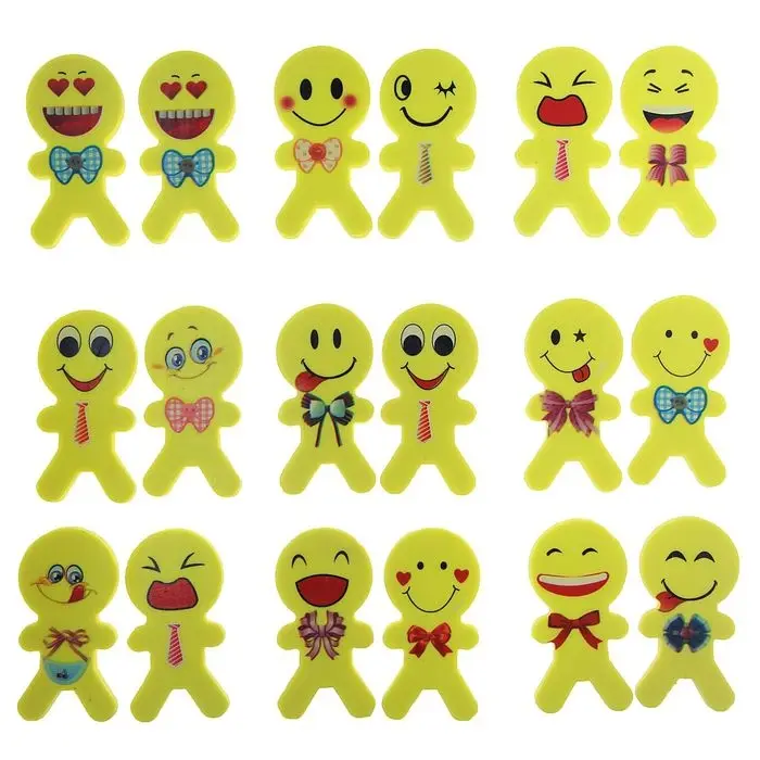 Набор фигурных ластиков Набор фигурных ластиков "Смайл", 2 штуки, в блистере, МИКС