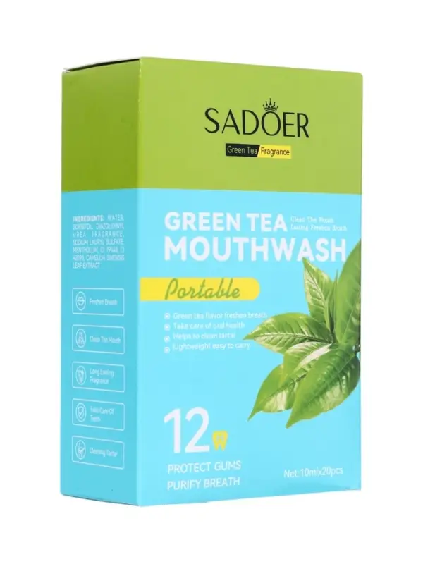 Набор ополаскивателей для рта в стиках со вкусом зеленого чая, 20шт по 10 мл
