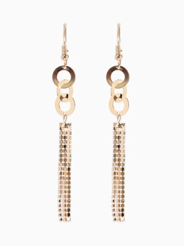 Серьги висячие со стразами &laquo;Вечерние&raquo;, нить и кольцо, белые в золоте,10 см