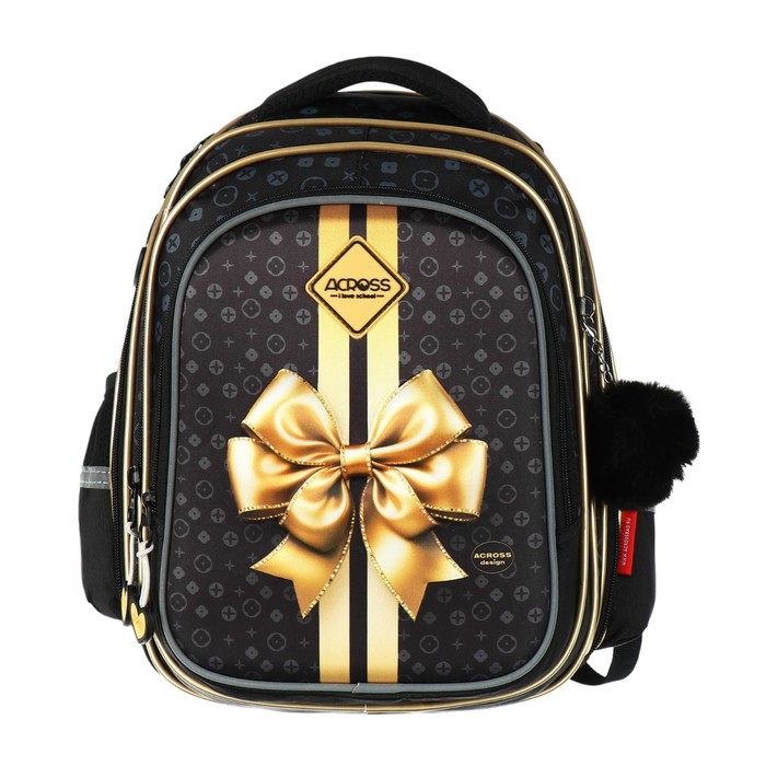 Рюкзак школьный 40х33х15см, эргономичная спинка, Across 410, черный/золотой Рюкзак школьный 40х33х15см, эргономичная спинка, Across 410, черный/золотой