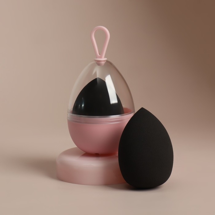 Спонж для макияжа «Капля», 6 × 4 см, увеличивается при намокании, в футляре, цвет чёрный Спонж для макияжа «Капля», 6 × 4 см, увеличивается при намокании, в футляре, цвет чёрный