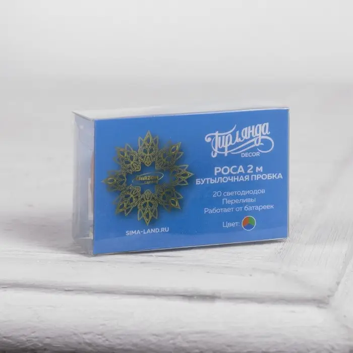 Гирлянда «Нить» 2 м роса с пробкой, IP20, серебристая нить, 20 LED, батарейки LR44х3 (в комплекте), свечение мульти