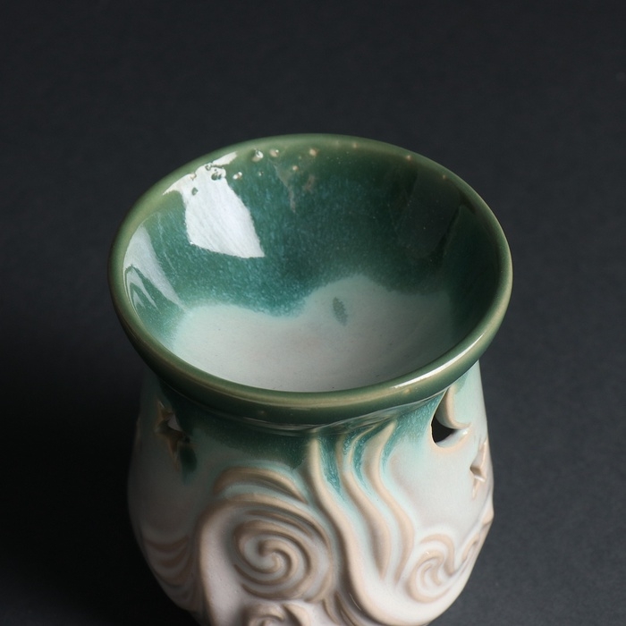 Аромалампа керамика  Аромалампа керамика "Море волнуется" зеленый 8,6х8,6х9,8 см