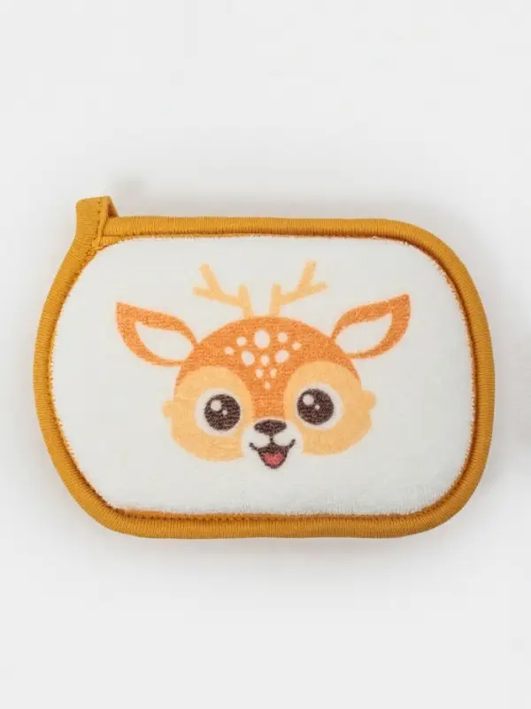 Мочалка детская для купания Доляна &laquo;Оленёнок&raquo;, 12&times;8 см, коричневая