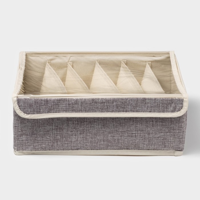 Органайзер для хранения белья Доляна «Тео», 6 ячеек, с прозрачной крышкой, 32×23×12 см, цвет серый Органайзер для хранения белья Доляна «Тео», 6 ячеек, с прозрачной крышкой, 32×23×12 см, цвет серый