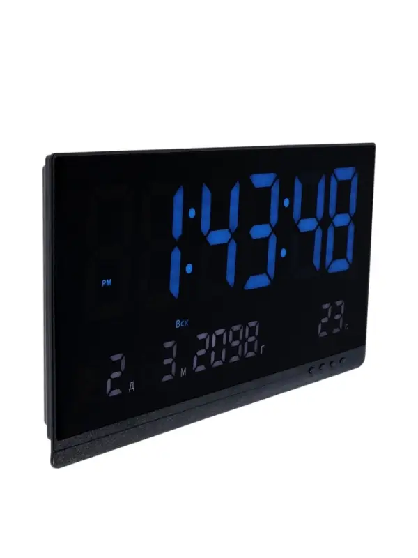 Часы электронные настенные, 47.5&times;25.3 см, синие цифры