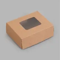 Контейнер навынос, с окном, крафт, 10&times;8&times;3.5 см