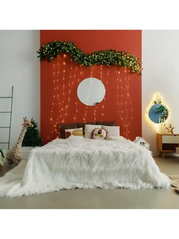 Гирлянда &laquo;Занавес&raquo; 2&times;3 м, роса, IP20, серебристая нить, 450 LED, свечение тёплое белое, 8 режимов, 220 В