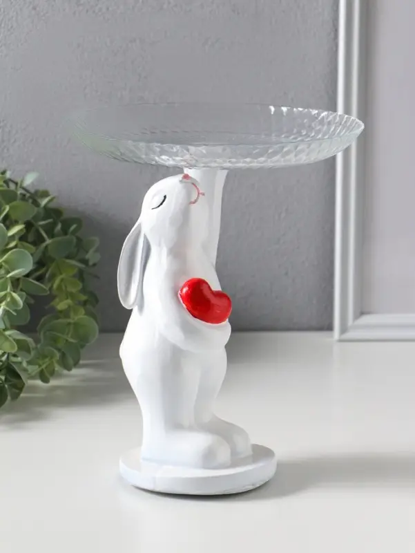 Копилка для денег с прозрачной подставкой для мелочей &laquo;Кролик&raquo;, полистоун, 22&times;21 см