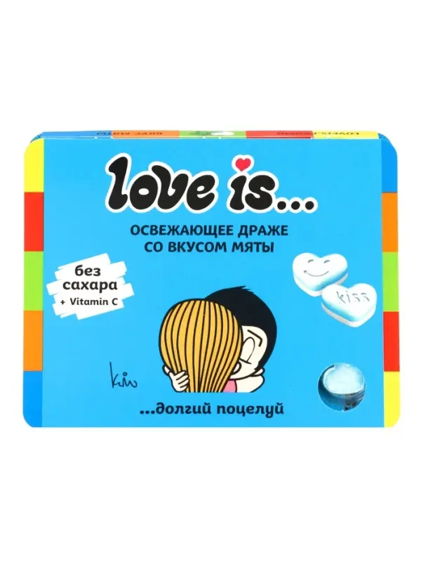 Освежающие конфеты Love is...в форме сердца со вкусом мяты, в блистере и обечайке, 10.8 г