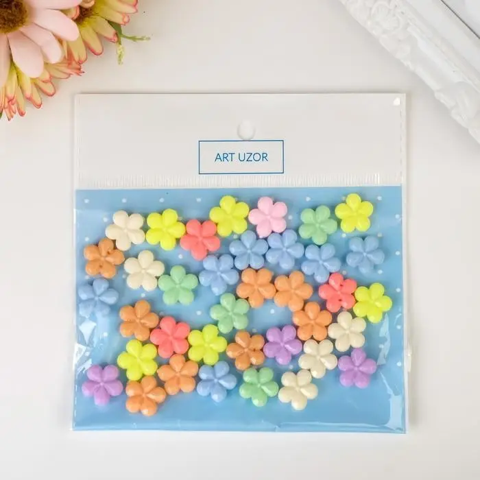 Бусины для творчества пластик «Цветы. Пастельные тона», набор 38 шт., 15 г, 1.3×1.3 см Бусины для творчества пластик «Цветы. Пастельные тона», набор 38 шт., 15 г, 1.3×1.3 см
