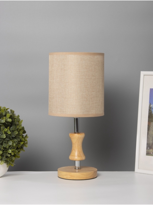 Лампа настольная BayerLux ЭКО Лампа настольная BayerLux ЭКО "Кло" 1х40Вт Е27 коричневый/хром/бежевый 16х16х38см