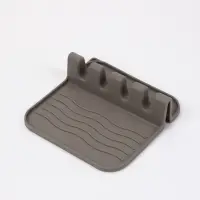 Подставка под кухонные принадлежности Доляна, 4 ячейки, 13.5&times;14&times;4 см, силикон, серая