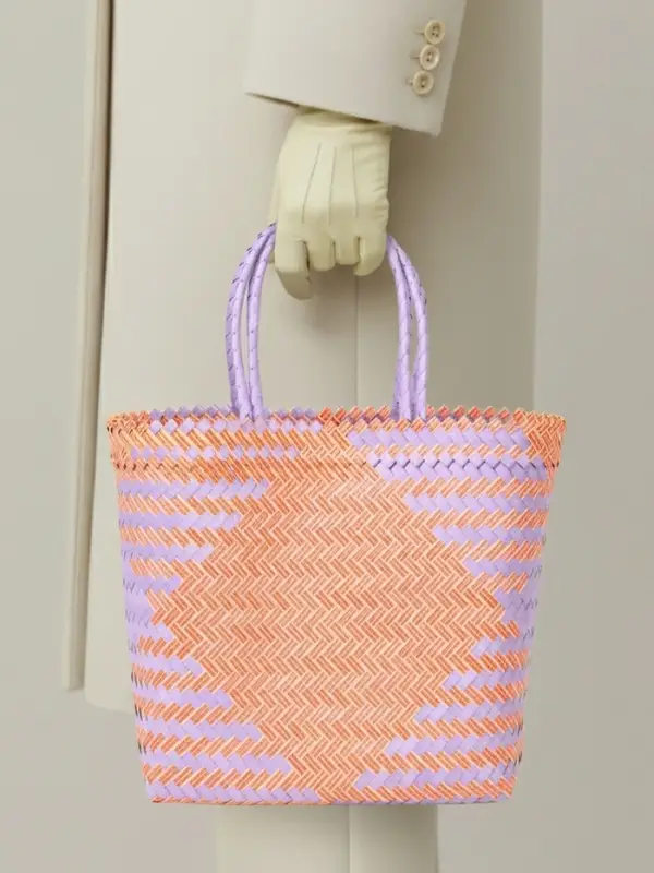 Сумка плетёная, 30&times;10&times;30 см, пластик, сиренево-жёлтая