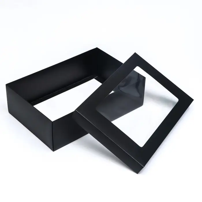 Коробка подарочная складная, упаковка, &laquo;Чёрная&raquo;, с окном 30&times;20&times;9 см