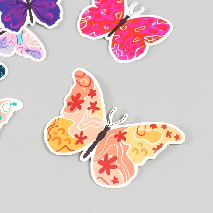 Бабочки картон "Абстракция" набор 12 шт h=4-10 см