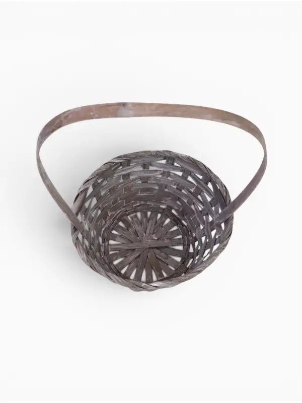 Корзина плетёная, бамбук, d=13xH9.5/28 см, серый