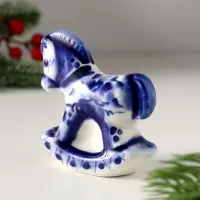Сувенир Конь качалка, 7х7см, гжель