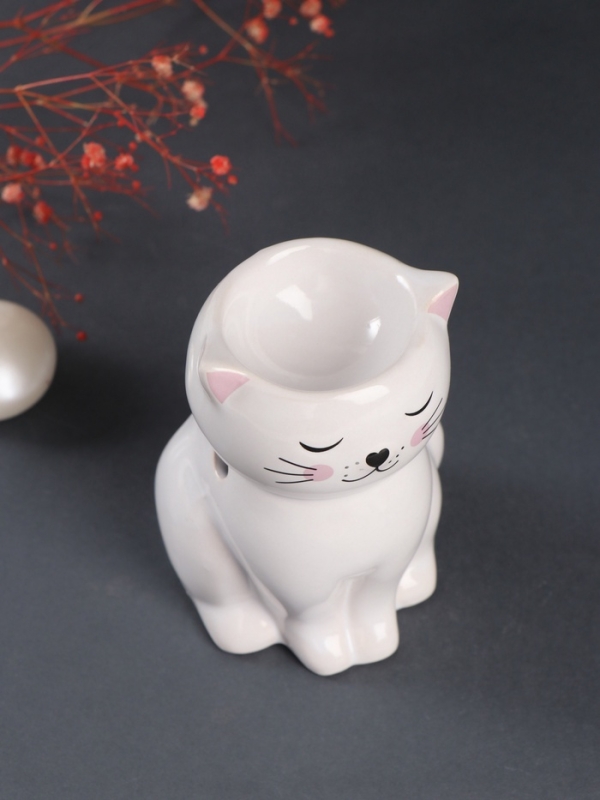 Аромалампа керамика "Котик румяный" 7,7х8х11,5 см