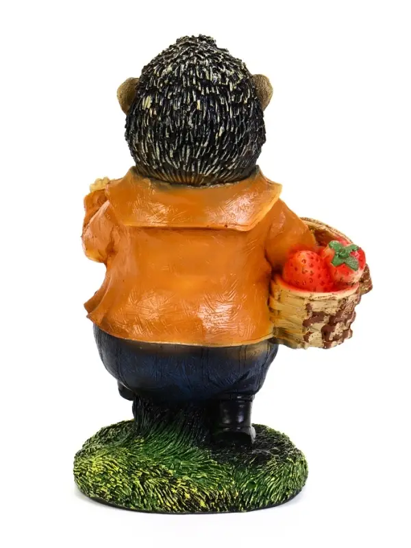 Садовая Фигура из полистоуна &laquo;Ёжик с клубникой&raquo;, 23&times;12&times;12 см
