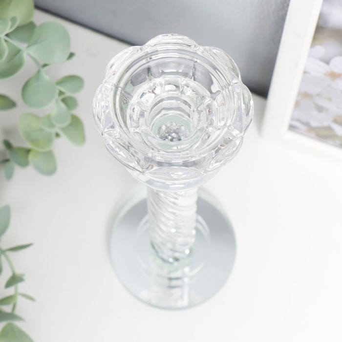 Подсвечник стекло на 1 свечу  Подсвечник стекло на 1 свечу "Спираль с камешками" 22х7х7 см