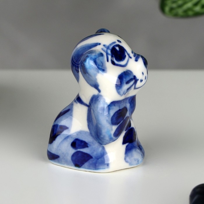 Сувенир «Кот с бантом», 3,5 см, гжель Сувенир «Кот с бантом», 3,5 см, гжель