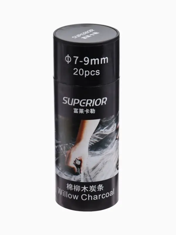 Уголь натуральный 20 штук, d=7-9 мм, в картонном тубусе, черный Уголь натуральный 20 штук, d=7-9 мм, в картонном тубусе, черный