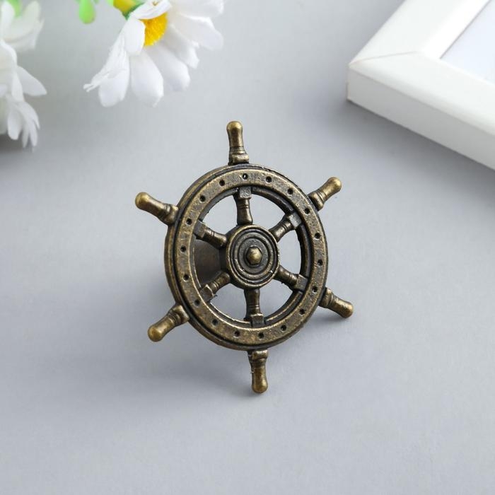 Ручка для шкатулки металл Ручка для шкатулки металл "Штурвал" бронза 5,5х5,5х2,5 см