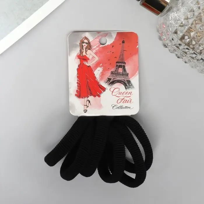 Резинка для волос Резинка для волос "Марлен" (набор 6 шт) загадка, 4 см, чёрный