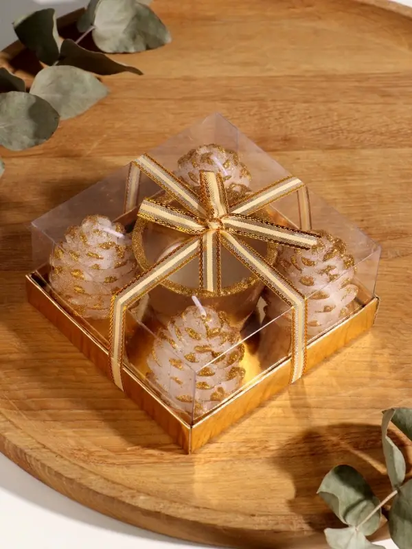 Набор свечей Набор свечей "Шишки и подсвечник" 5 шт 11,5х11,5х5,5 см