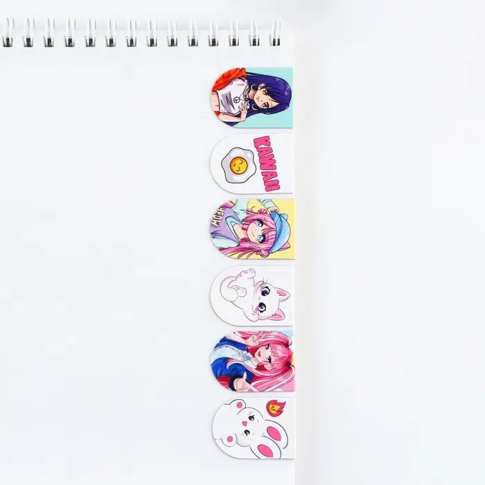 Закладки магнитные для книг, 6 шт. &laquo;Аниме&raquo;