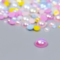 Декор для творчества пластик "Половинки бусин. Макарун перламутр" d=3-10 мм, набор 10 гр