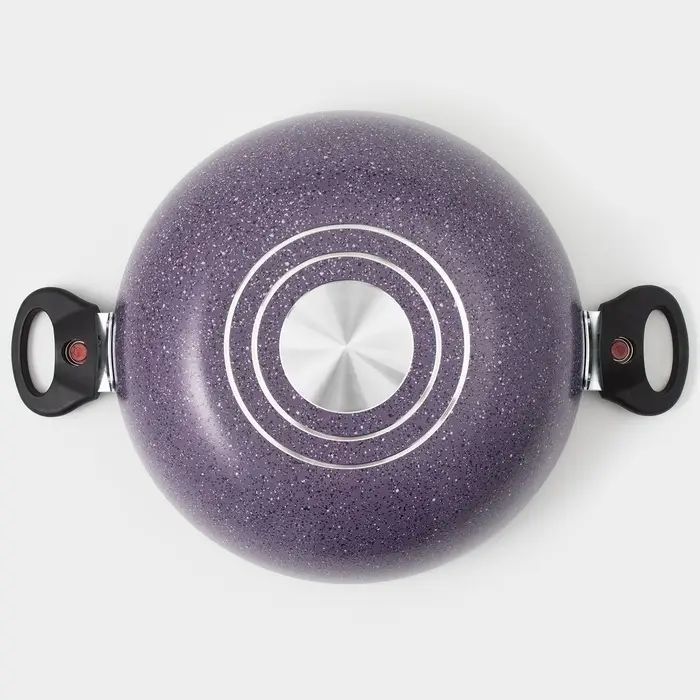 Казан алюминиевый, 4 л, d=28 см, стеклянная крышка, две съёмные ручки, фиолетовый