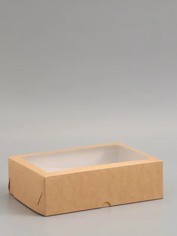 Упаковка под 12 капкейков с окном, крафт, 32,5 х 25,5 х 10 см