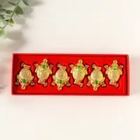 Набор нэцкэ фигурок 6 шт. &laquo;Денежная жаба с монетой&raquo;, металл под золото, подарочные, 4&times;5.4&times;2 см