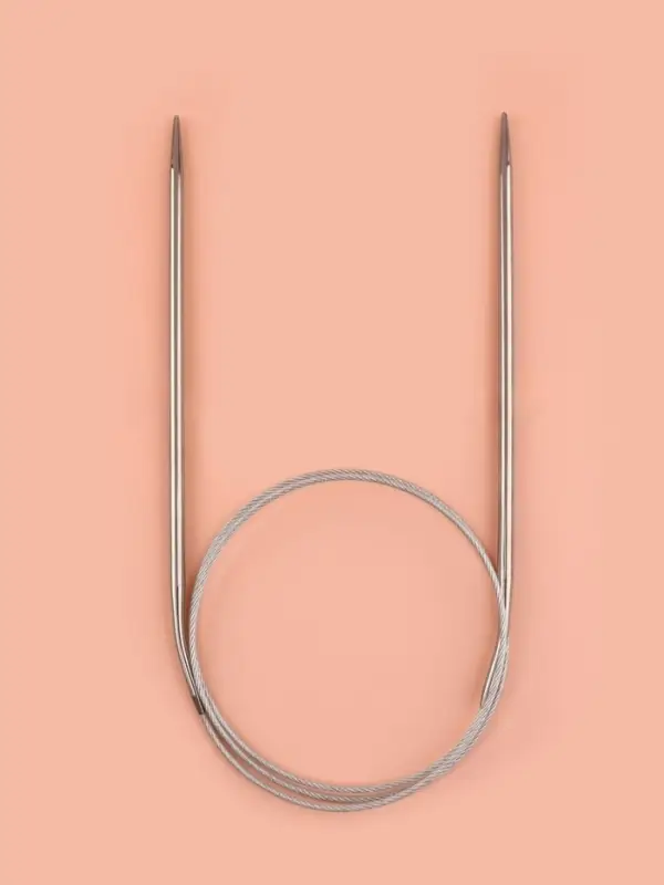 Спицы круговые, для вязания, с металлическим тросом, d=3.5 мм, 14/80 см