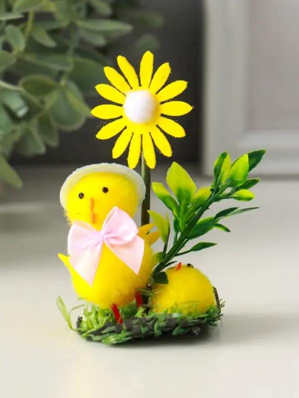 Фигурка пасхальная &laquo;Цыпа и цыпленок на лужайке с одуванчиком&raquo;, 4.5&times;6&times;10.5 см