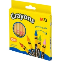 Мелки восковые M&G, круглый корпус, 12 цветов в наборе