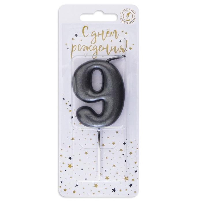 Свеча в торт Свеча в торт "Мокрый асфальт", цифра 9