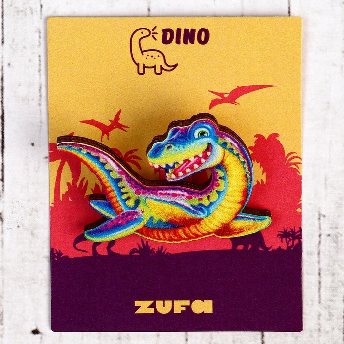 Деревянный значок «Плезиозавр»