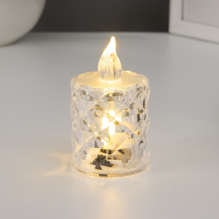 Светодиодная свеча, ночник LED RISALUX «Хрустальная», 0.3 Вт, 4×4×6.5 см Светодиодная свеча, ночник LED RISALUX «Хрустальная», 0.3 Вт, 4×4×6.5 см