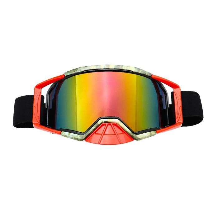 Очки-маска для езды на мототехнике, стекло хамелеон, цвет красный-хаки, ОМ-5 Очки-маска для езды на мототехнике, стекло хамелеон, цвет красный-хаки, ОМ-5