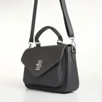 Сумка женская мессенджер TEXTURA на клапане, 24&times;7&times;16 см, тёмно-серая