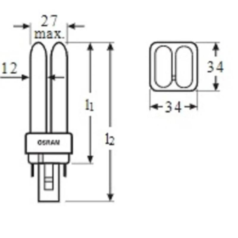 Лампа люминесцентная КЛЛ OSRAM CFL DULUX D 18W/840 G24D-2 (122958)