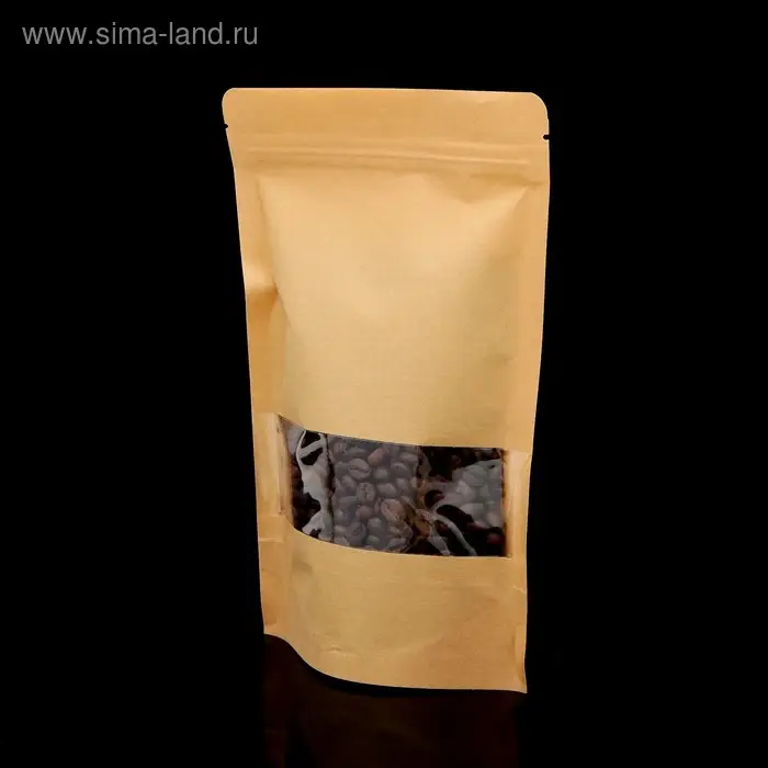 Пакет Zip - lock Крафт с прямоугольным окном 14&times;22 см