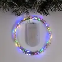 Гирлянда &laquo;Нить&raquo; 5 м, роса, IP20, серебристая нить, 50 LED, от батареек CR2032&times;2, свечение мульти