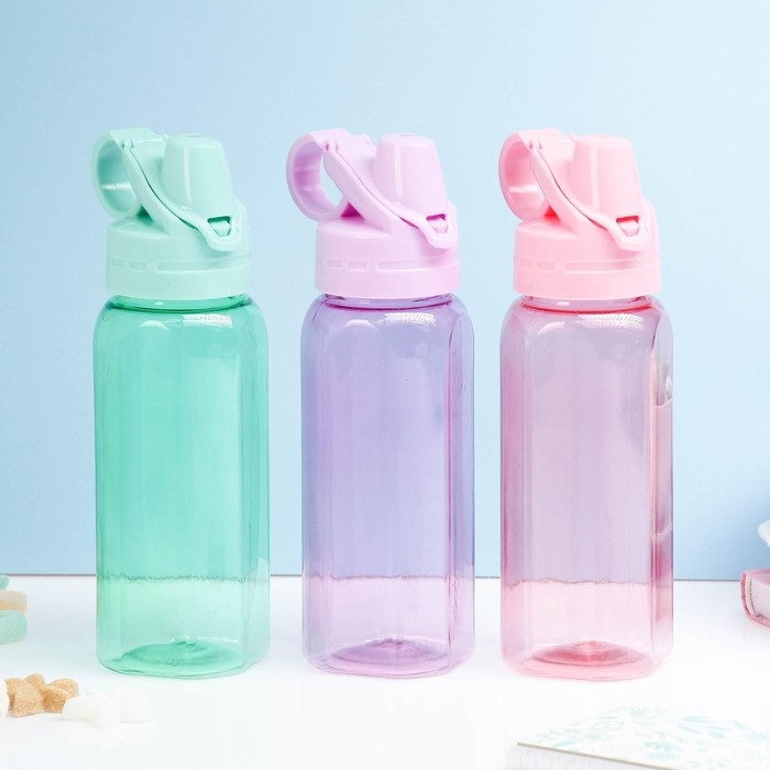 Бутылка для воды спортивная прозрачная, 450 мл, 20 х 8 см, микс Бутылка для воды спортивная прозрачная, 450 мл, 20 х 8 см, микс