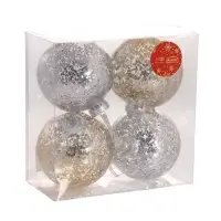 Ёлочные игрушки &laquo;Праздничный блеск&raquo;, шары новогодние, d=10 см, набор 4 шт., серебро/золото