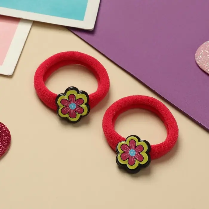 Резинка для волос  Резинка для волос "Нежность" (набор 2 шт) цветочек, 4 см, красный