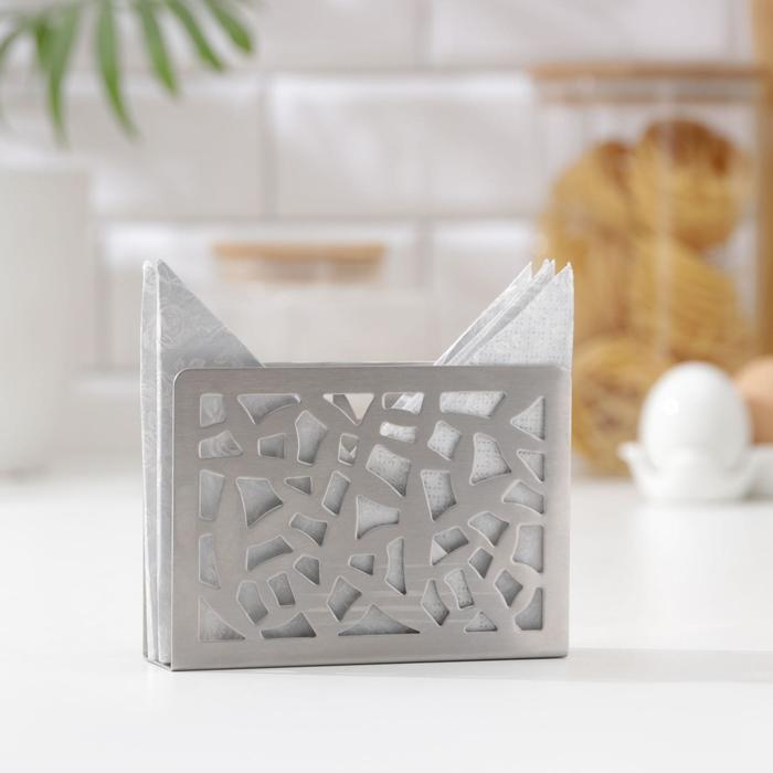 Салфетница из нержавеющей стали «Витрина», 12,5×3,2×8,5 см Салфетница из нержавеющей стали «Витрина», 12,5×3,2×8,5 см